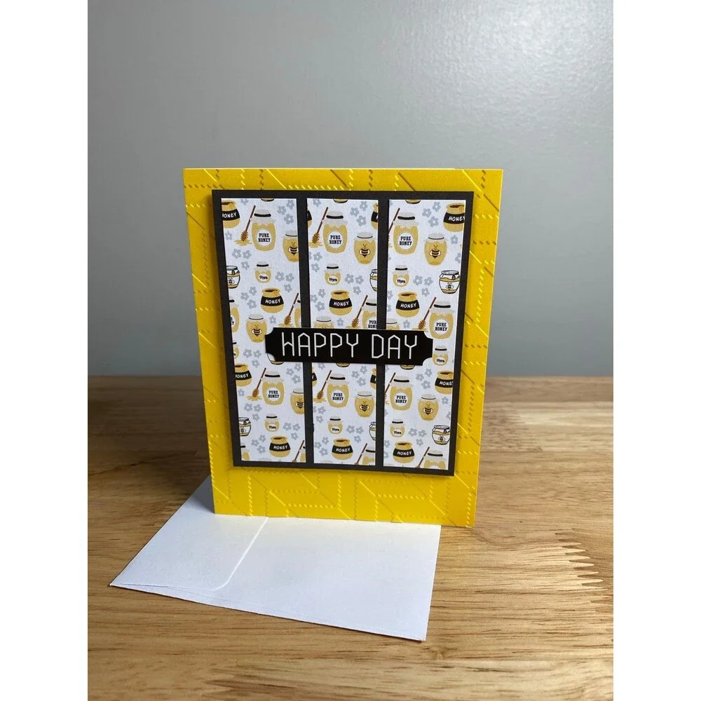 Bee & Honey Greeting Card – Handmade A2 Card – All Occasion Blank Card
